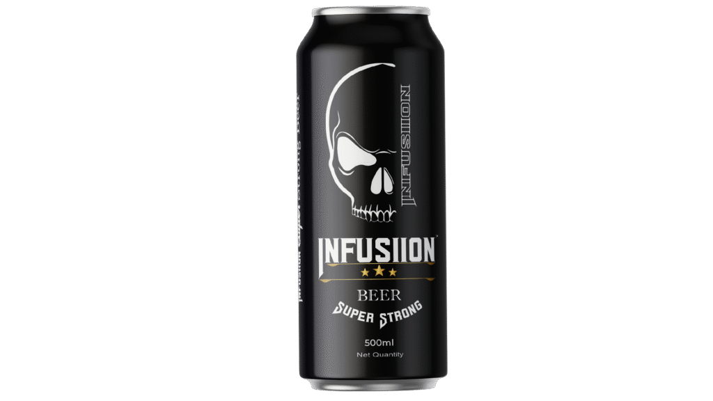 Infusiion beer brand served in a glass showing rich color and smooth foam